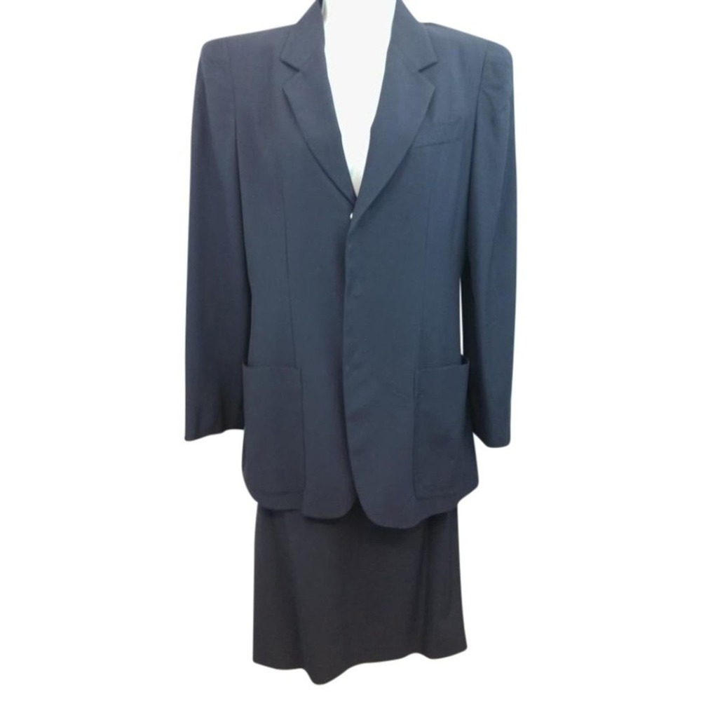 Jean Paul Gaultier Navy Blue Wool Blend Skirt Suit 8
